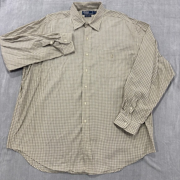 Polo Ralph Lauren Lowell Sport Button Up Shirt Mens XL Beige Tan Long Sleeve - Picture 2 of 7